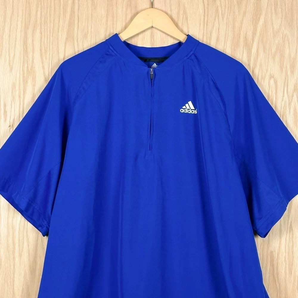 Adidas Blue Quarter Zip Short Sleeve Windbreaker Pullover